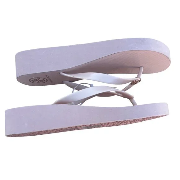 Tory Burch Wedge Flip Flops Sandals Seashell Pink Size 11 - Picture 6 of 16